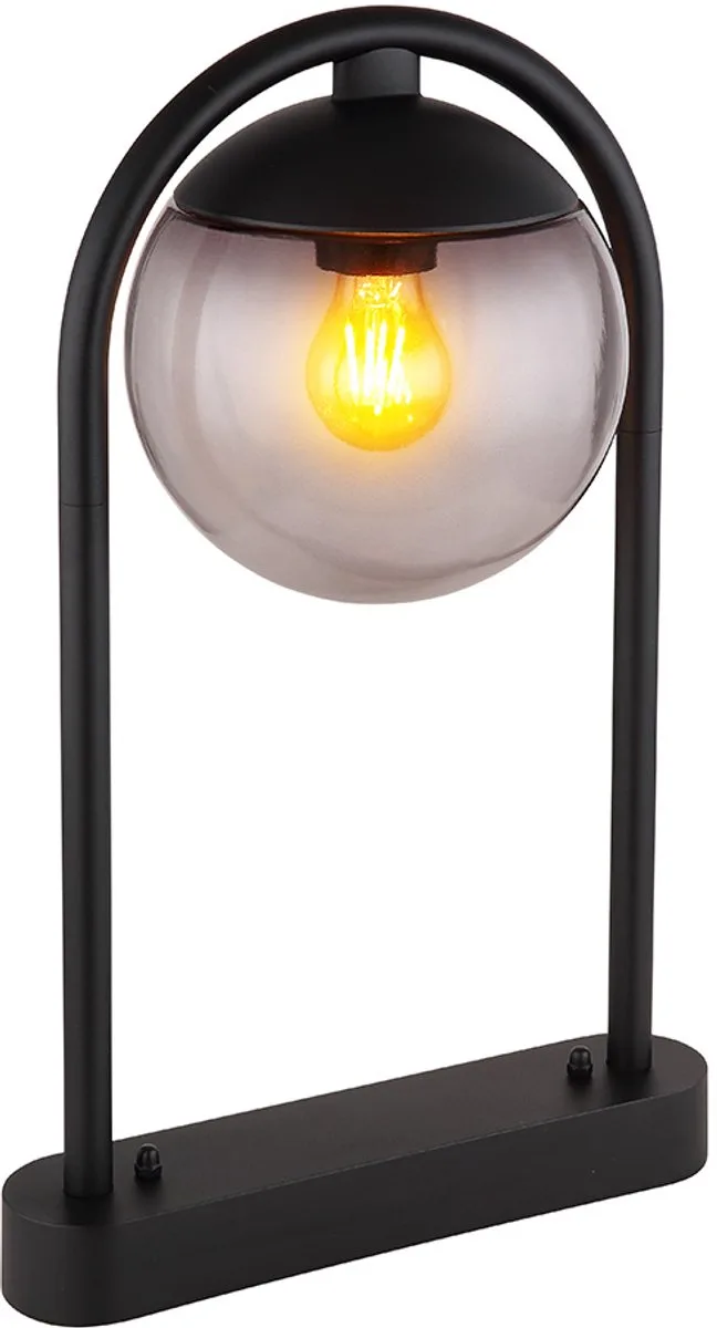 Vloerlamp voor buiten Padlamp Terraslamp Vloerlamp voor buiten Glazen bol, IP44 retro, metaal smoke-kleurig, 1x E27 fitting, HxBxD 50x20x32cm van Globo in Zwart – productfoto