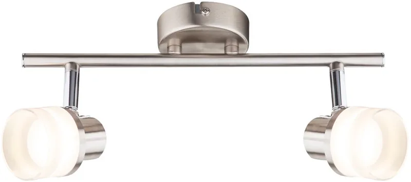 Wand- en plafondlamp Plafondspot 2 vlammen Plafondlamp twee spots, beweegbaar, 2x 3,5 Watt LED 190Lm warm wit, L 31,5 cm von Globo in Silber – Produktfoto