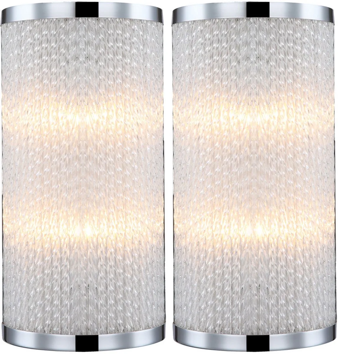 Wandlamp 2 vlammen traplamp hallamp verchroomde wandlamp woonkamerlamp, gedraaide glazen staven, 2x G9, BxH 15 x 30 cm,set van 2 de Globo en Argent – photo produit