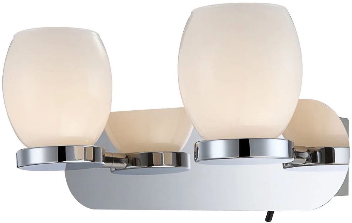 Wandlamp badkamerlamp woonkamerlamp ganglamp eetkamerlamp, metaal glas 2 vlammen, LED 3W 180Lm 3000K warm wit, B 25 cm van Globo in Zilver – productfoto