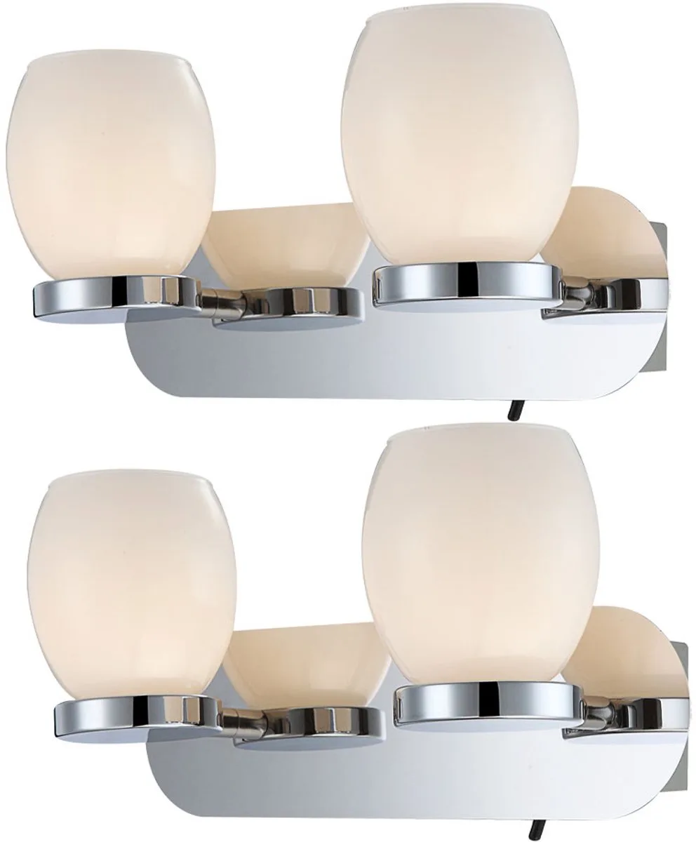 Wandlamp badkamerlamp woonkamerlamp ganglamp eetkamerlamp, metaal glas 2 vlammen, LED 3W 180Lm 3000K warm wit, B 25 cm, set van 2 de Globo en Argent – photo produit