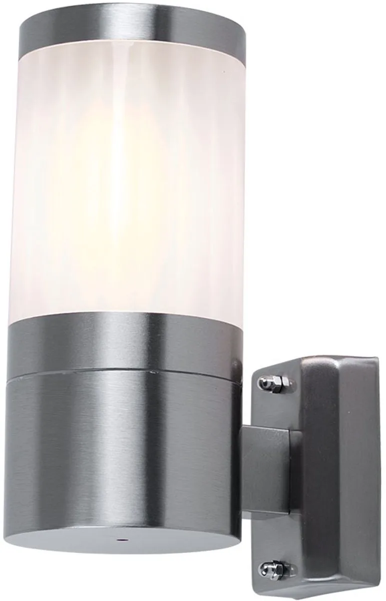 Wandlamp buiten roestvrij staal wandlamp tuin wit halfrond, metaal kunststof, 1x E27, DxHxD 10,2x24x15,5 cm fra Globo i Sølv – produktbillede