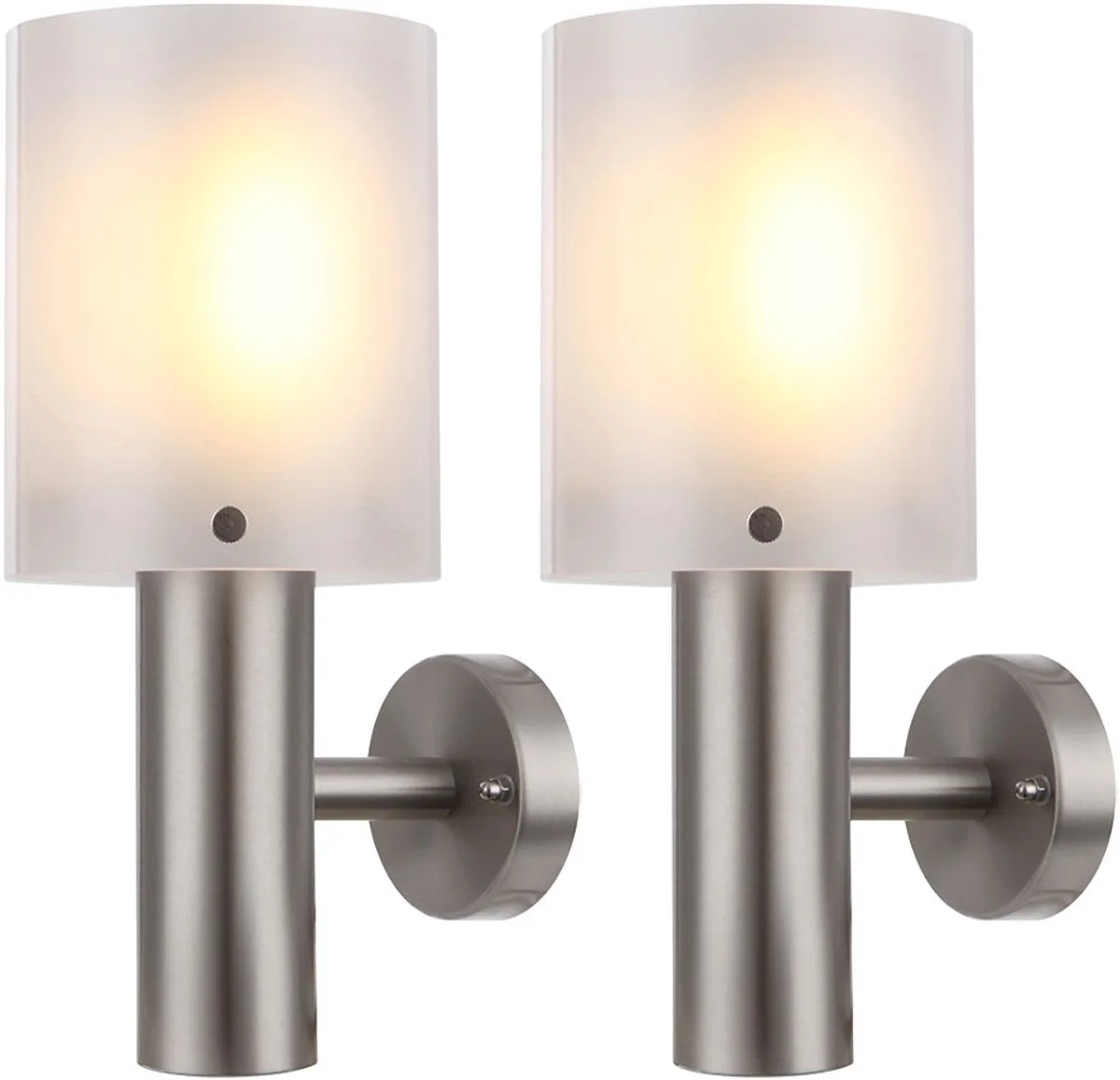 Wandlamp Buitenlamp Huis wandlamp Terras, IP44, roestvrij staal opaal, 1x LED 11W 710Lm warm wit, DxH 12x27.8cm, set van 2 de Globo en Argent – photo produit