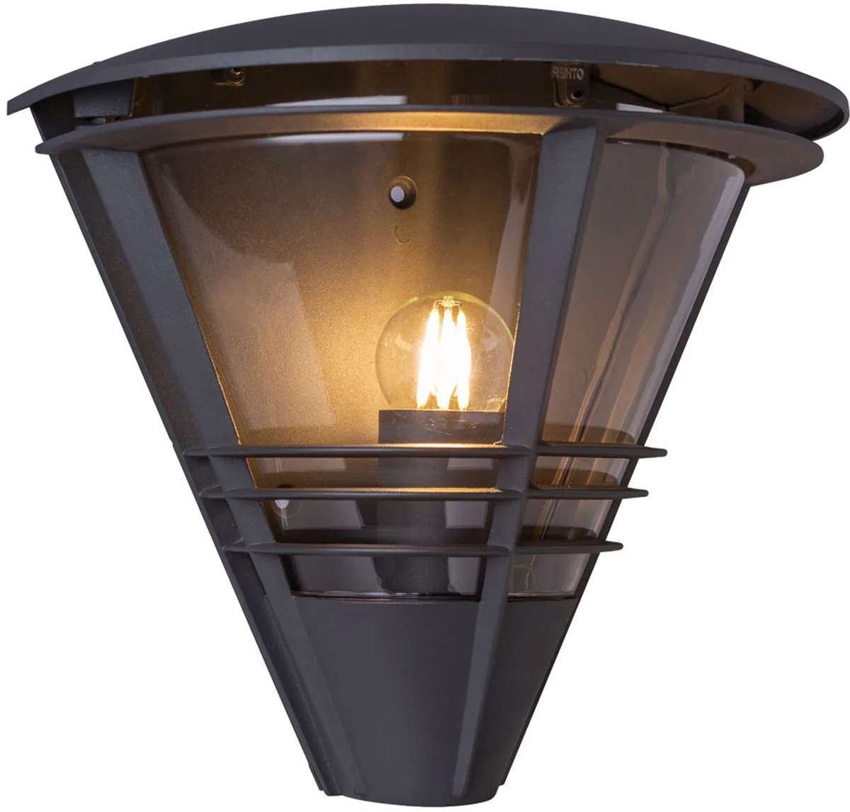 Wandlamp buitenlamp tuingevelverlichting, retro LED gloeidraad, aluminium kunststof helder, 7W 806m warm wit, LxH 27 x 25 cm de Globo en Anthracite – photo produit
