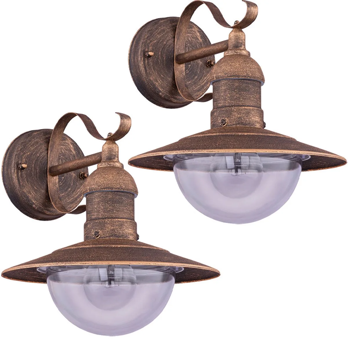 Wandlamp buitenwandlamp terraslamp roestvrij staal goud gepatineerd, 1x E27 fitting, BxH 24x30 cm by Globo in Black – product photo