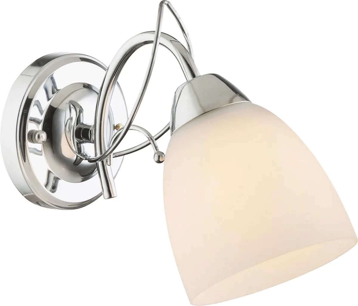 Wandlamp chroom wandlamp glazen kap traplamp spot, 1x E27 fitting, BxHxD 11x19x24 cm von Globo in Silber – Produktfoto
