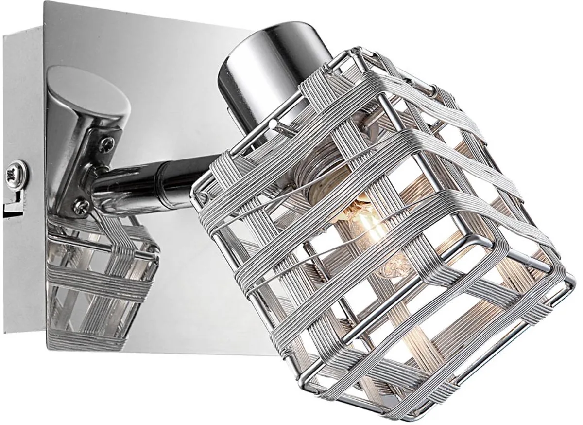 Wandlamp draaibaar wandspot binnenwandlamp spot, kap gemaakt van ALU mesh, HxBxD 12,5 x 9 x 11 cm de Globo en Argent – photo produit