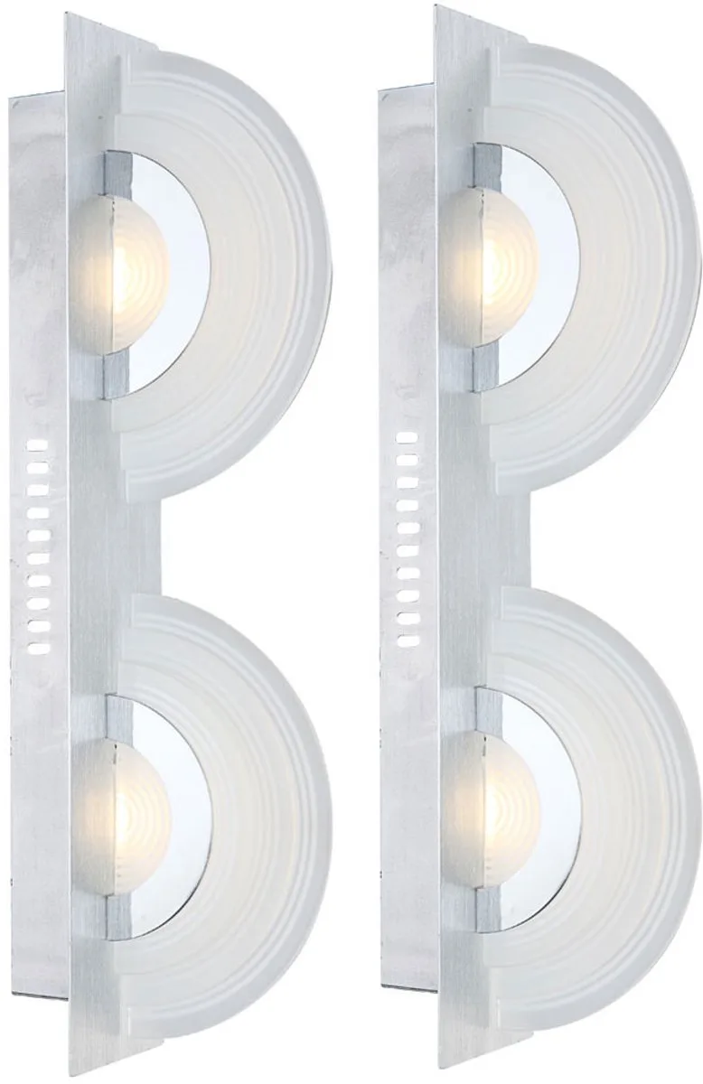 Wandlamp Ganglamp Traplamp Slaapkamerlamp, 2 vlammen, gesatineerd chroomglas, LED 5W 380Lm warm wit, LxB 46x6cm, set van 2 från Globo i Silver – produktbild