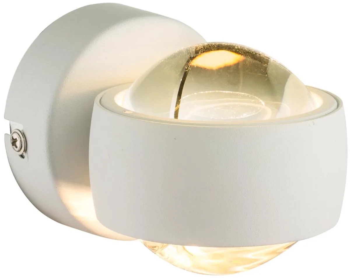 Wandlamp Ganglamp Traplamp Woonkamerlamp, 2 vlammen Up & Down, metaal wit helder glas, LED 6W 320Lm warm wit, BxA 7,5x10cm fra Globo i Hvid – produktbillede