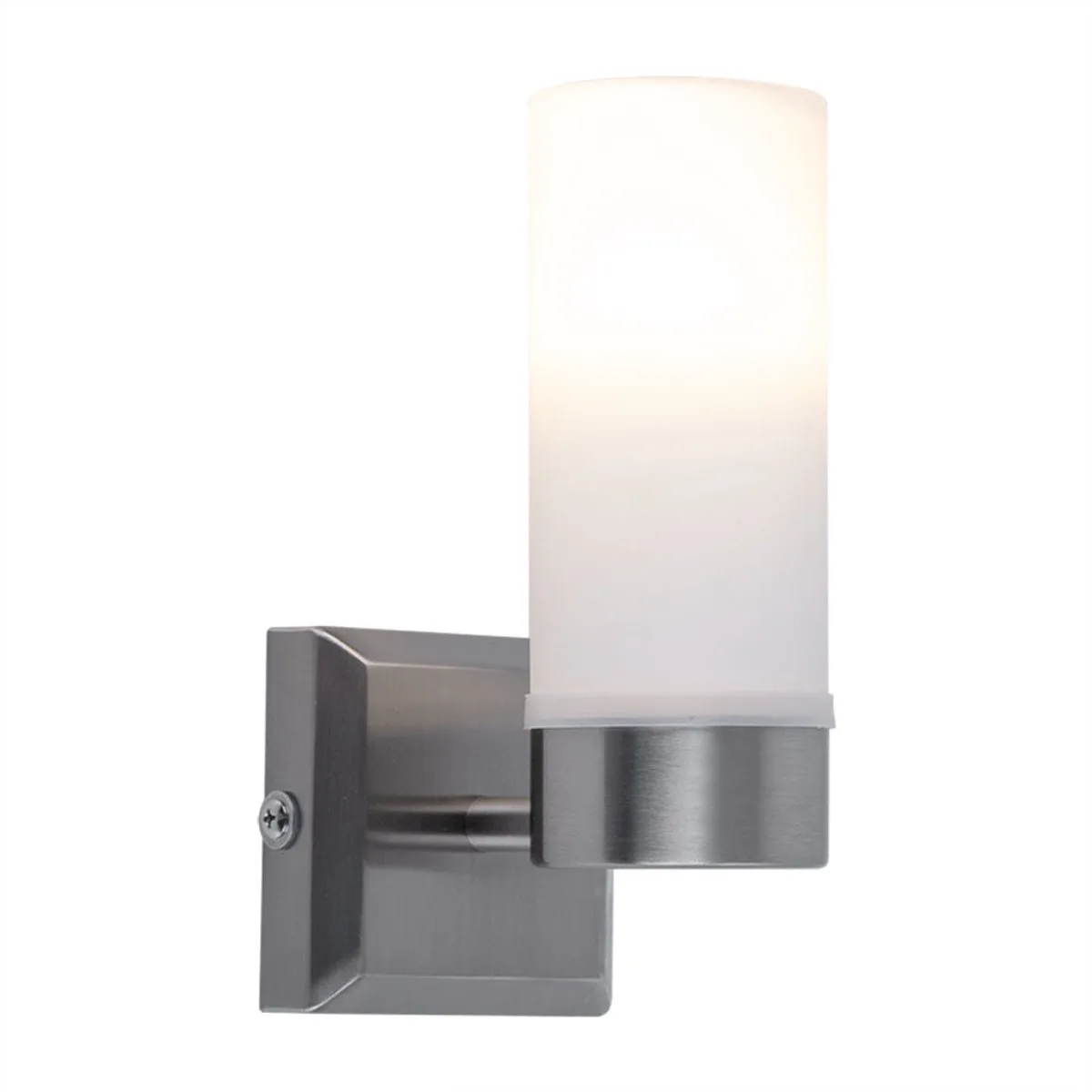 Wandlamp glas IP44 Badkamerlamp opaal glas Wandlamp badkamer, metaal nikkel mat, 1x E14 fitting, HxD 18,5x11,5 cm de Globo en Argent – photo produit