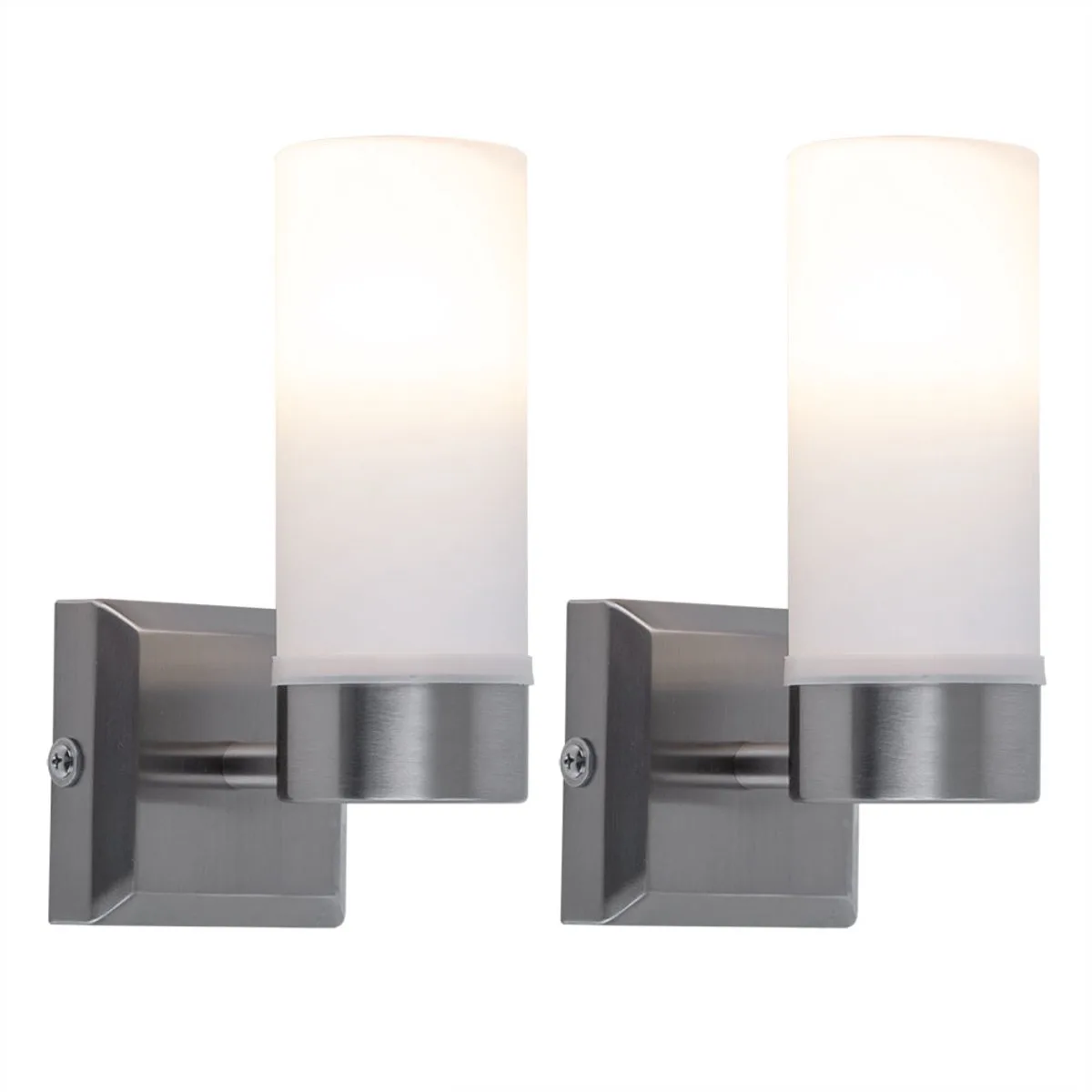 Wandlamp glas IP44 badkamerlamp opaalglas badkamer, metaal nikkel mat, 1x E14 fitting, HxD 18,5x11,5, set van 2 von Globo in Weiß – Produktfoto