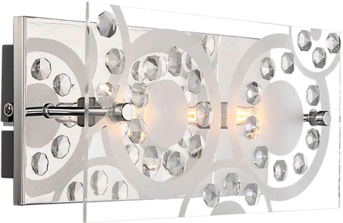 Wandlamp glas kristallen wandlamp wandlamp 2 vlammen ganglamp wand chroom, helder, 2x G9, LxBxH 24x12x9 cm von Globo in Silber – Produktfoto