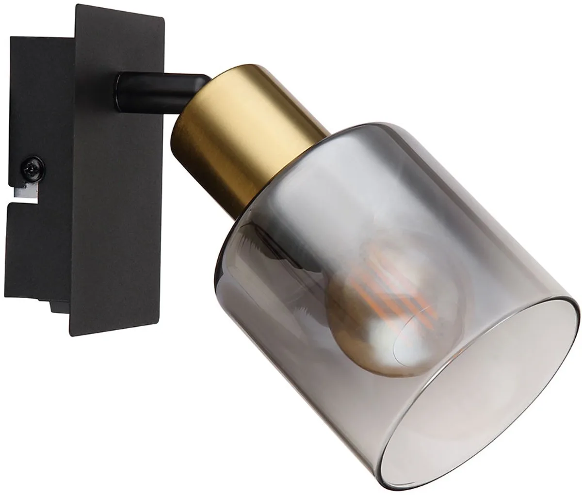 Wandlamp glas zwenkbare wandspot woonkamer goudkleurig, metaal, 1x E14 fitting, LxBxH 15,5x8x15,8 cm de Globo en Noir – photo produit