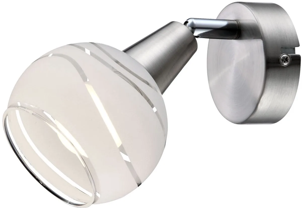 Wandlamp Glazen spot woonkamerlamp verstelbaar LED, metaal nikkel, 1x LED E14, H 15 cm de Globo en Argent – photo produit