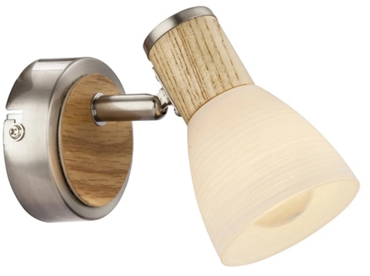 Wandlamp Gylfi met hout - 54352-1 van Globo in Nikkel – productfoto