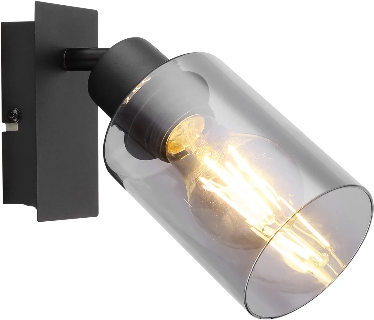 Wandlamp Hadera met smoke glas - 15465-1 by Globo in Black – product photo