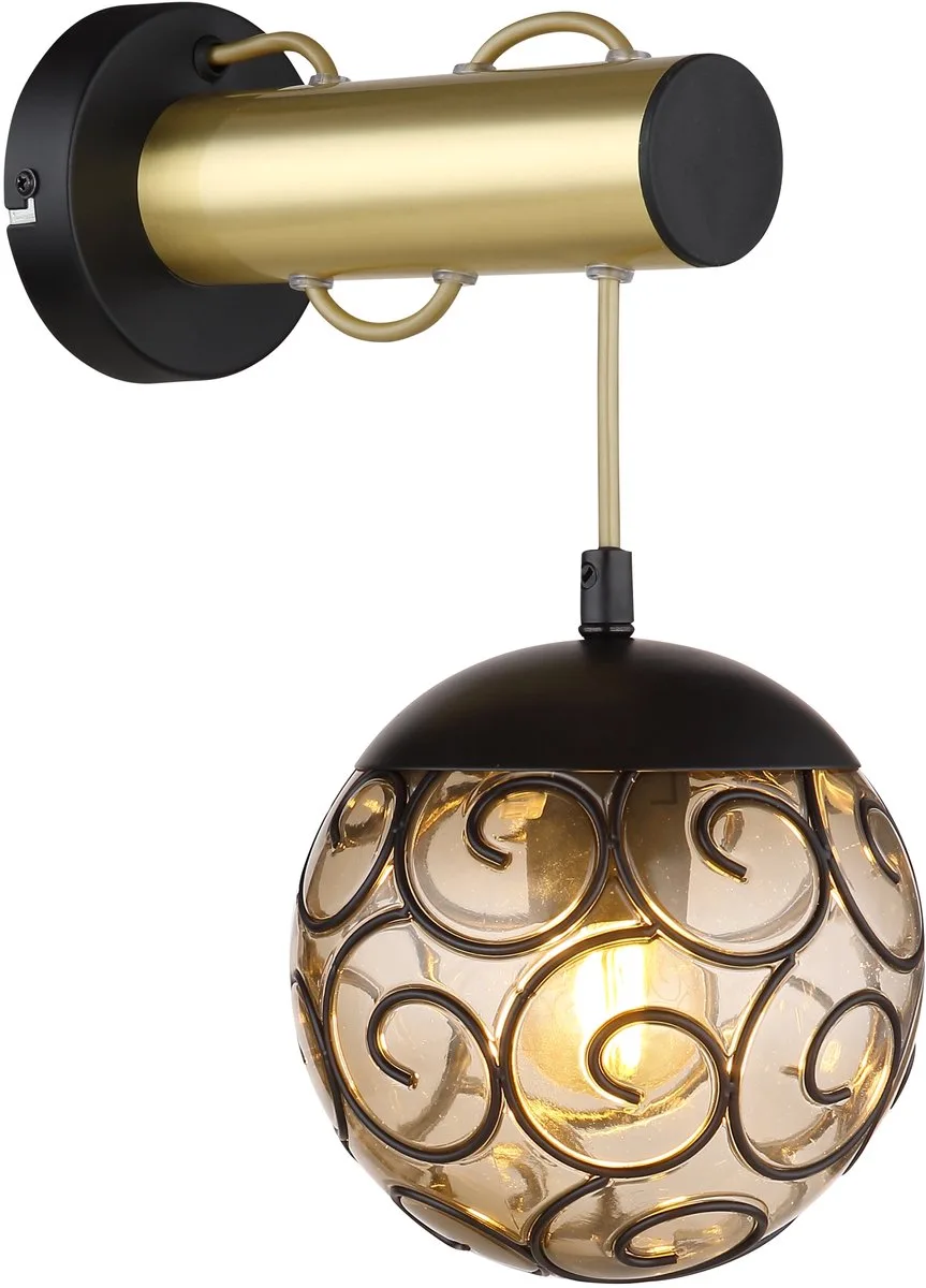 Wandlamp hallamp goud wandlamp slaapkamerlamp rook, ornamenten oosters, 1x E27, BxH 15 x 36 cm von Globo in Schwarz – Produktfoto