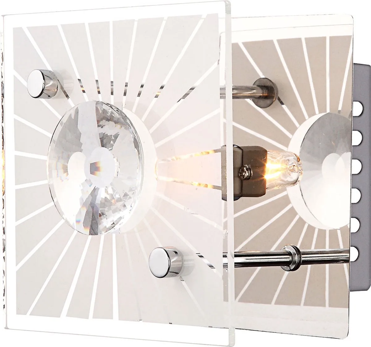 Wandlamp Kristallen lamp Glazen lamp Ganglamp, metaal satijn chroom kristallen helder, 1x G9 fitting, HxBxL 10x11x11cm de Globo en Argent – photo produit