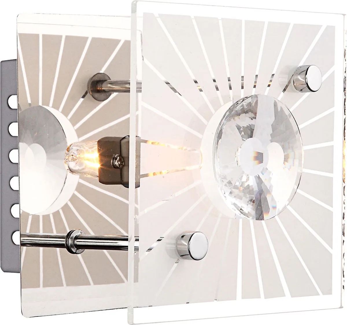 Wandlamp Kristallen lamp Glazen lamp Ganglamp, metaal satijn chroom kristallen helder, 1x G9 fitting, HxBxL 10x11x11cm de Globo en Argent – photo produit