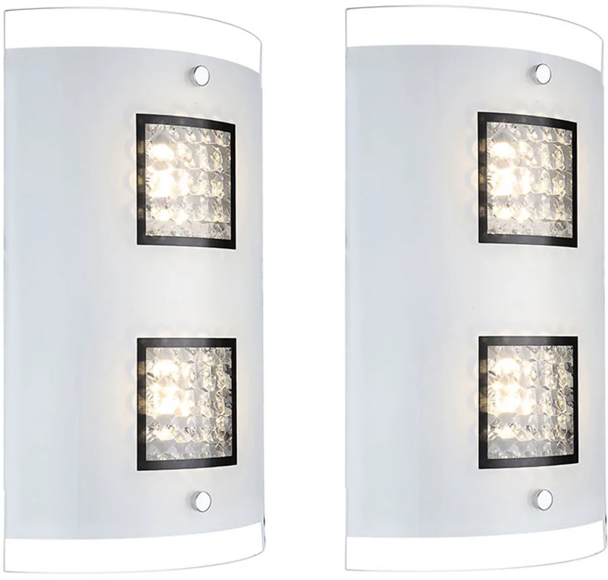 Wandlamp kristallen wandlamp chroom glas woonkamer modern, metaal, 2x LED 5W 251Lm warm wit, BxH 18x30 cm, set van 2 de Globo en Argent – photo produit