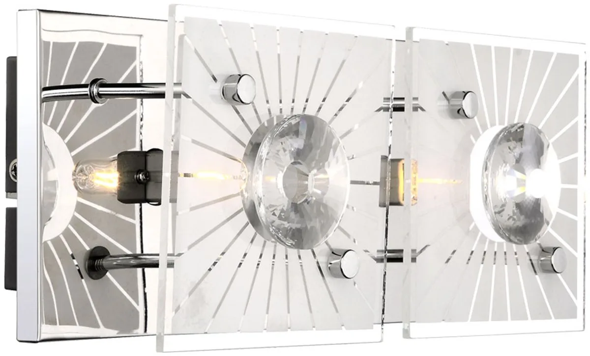 Wandlamp kristallen wandlamp modern wandlamp glas chroom, gesatineerd, 2-vlam G9 fitting, LxBxH 24x11x10 cm de Globo en Argent – photo produit