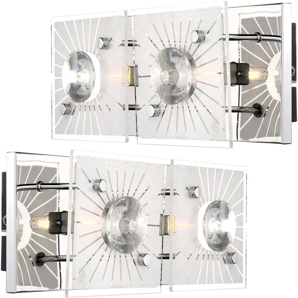 Wandlamp kristallen wandlamp modern wandlamp glas chroom, gesatineerd, 2-vlam G9 fitting, LxBxH 24x11x10 cm, set van 2 van Globo in Zilver – productfoto