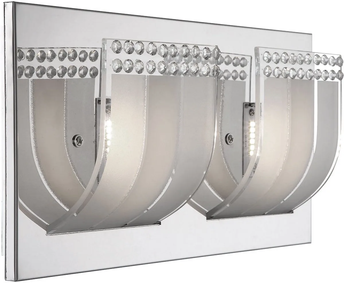 Wandlamp kristallen Wandlamp slaapkamerlamp glas, helder gesatineerd, 2x LED 3W 300Lm warm wit, LxBxH 30x16x9 cm de Globo en Argent – photo produit