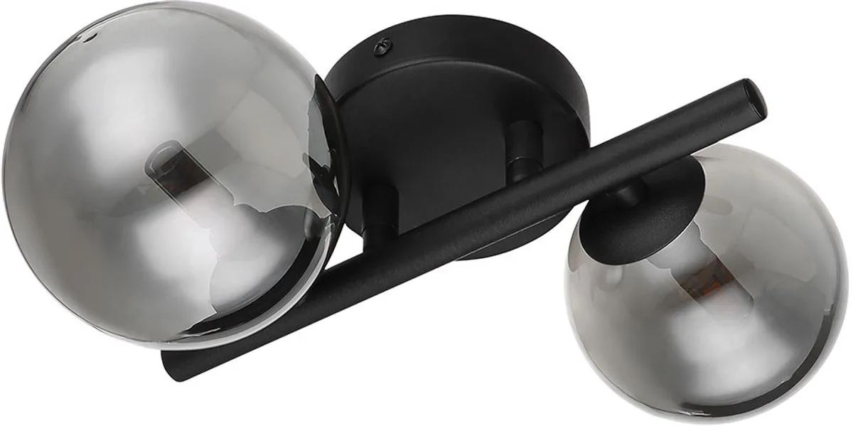 Wandlamp LED wandlamp woonkamerlamp hallamp metaalglas black smoke, 2x G9, 2x 80lm, 3000K warm wit, H 12,5 cm von Globo in Schwarz – Produktfoto
