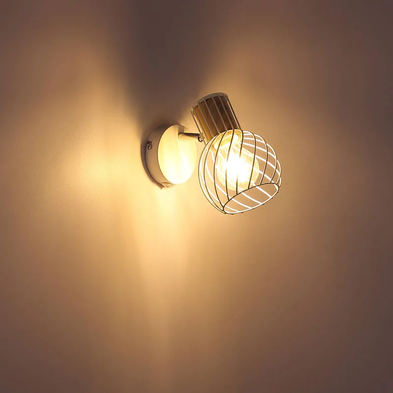 Wandlamp Luise in wit met houtoptiek-fitting van Globo in Wit, Licht hout – productfoto
