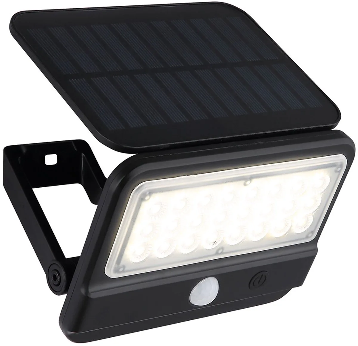 Wandlamp met bewegingsmelder LED solarlamp voordeurlamp gevellamp tuinlamp, 1x LED 400lm neutraal wit, BxH 14,4x10,4 cm de Globo en Noir – photo produit