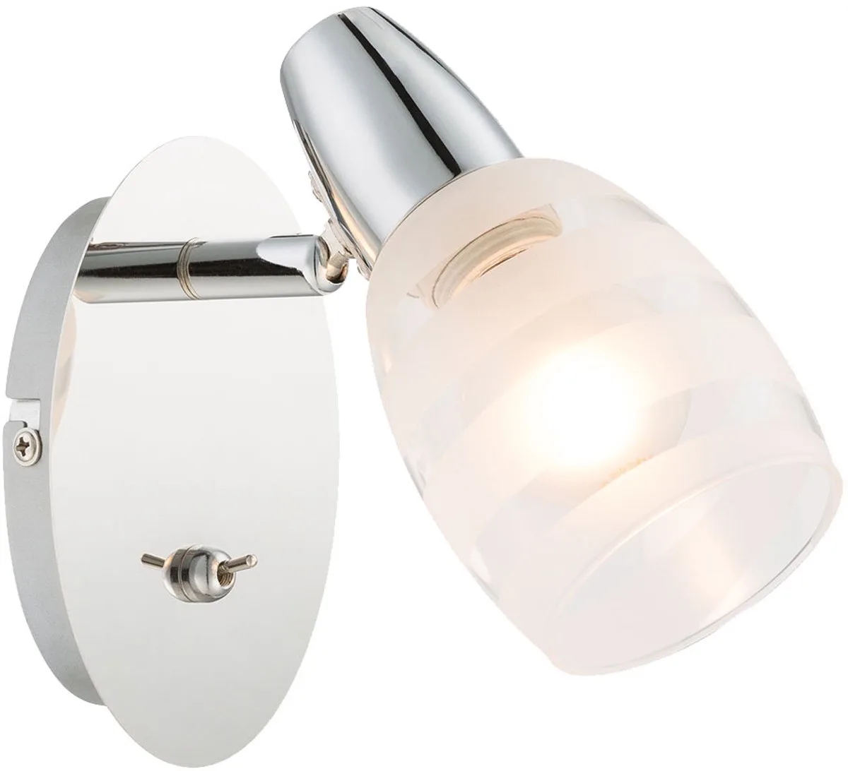 Wandlamp met schakelaar Spot light verplaatsbare kleine wandlamp, metaal gesatineerd verchroomd glas, 1x E14 fitting, HxBxD 16,5x9x16 cm de Globo en Argent – photo produit