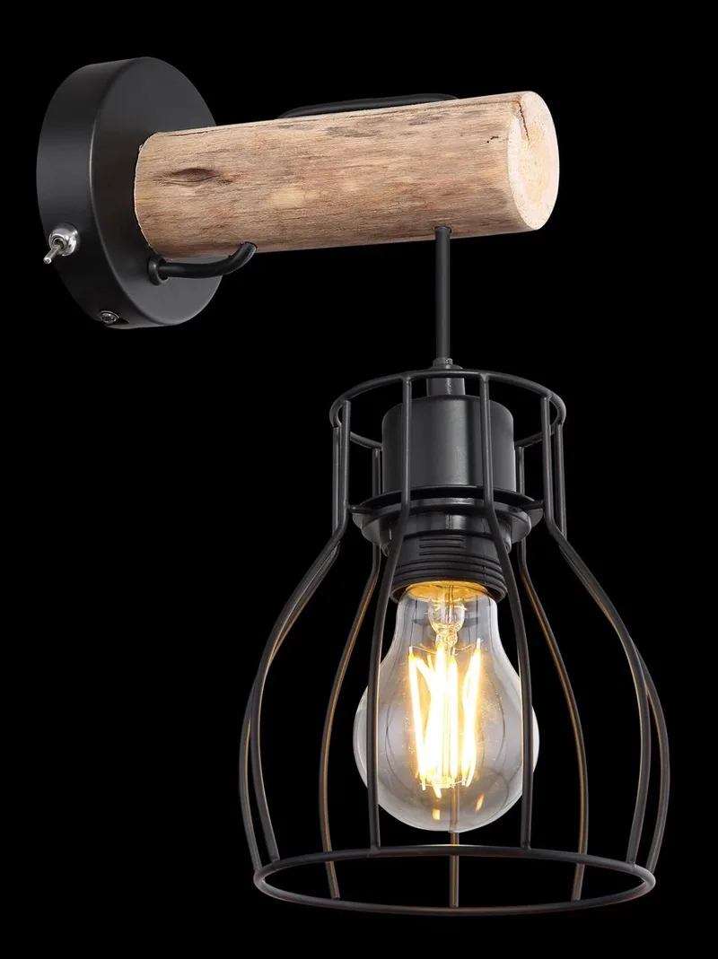 Wandlamp - MINA - metaal - bedlampje - E27 - 15326NW de Globo en Noir – photo produit
