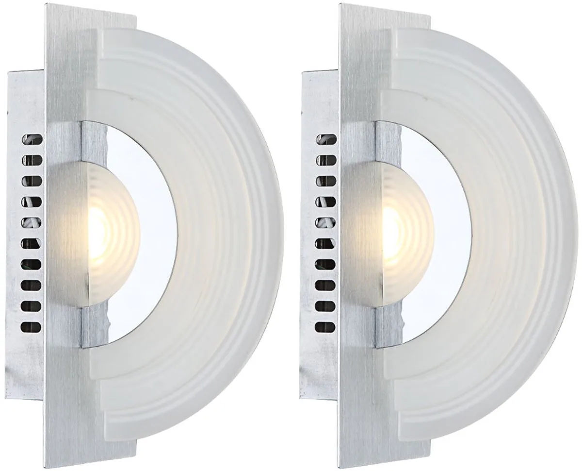 Wandlamp modern trappenhuis chroom wandlamp glas, aluminium, 1x LED 5W 380Lm warm wit, LxB 20x7 cm, set van 2 de Globo en Argent – photo produit