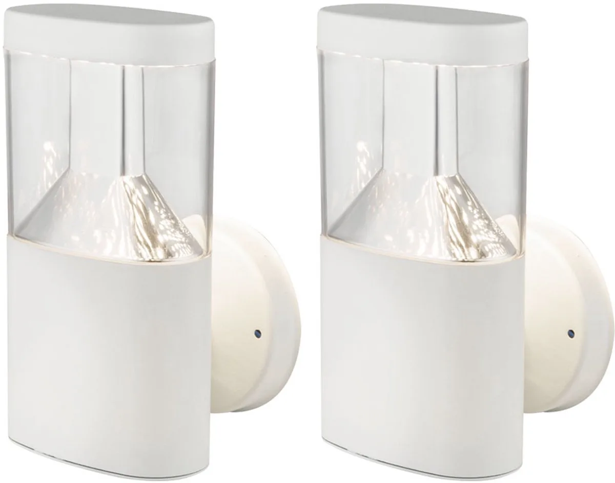 Wandlamp outdoor wandlamp roestvrij staal LED tuinlamp outdoor wit, 7W 450lm warm wit, H 23 cm, set van 2 de Globo en Blanc – photo produit