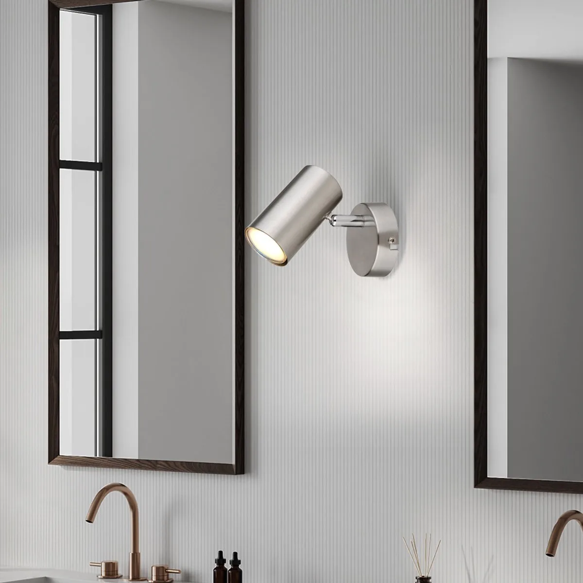 Wandlamp spot zwenkbaar wandlamp ganglamp beweegbaar, metaal, GU10 fitting, LxBxH 12x8x10 cm de Globo en Argent – photo produit