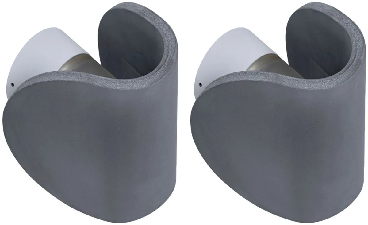 Wandlamp Up and Down Wandspot Woonkamer wandlamp Traplamp van beton, 1x LED 6W 150lm, BxH 12,6x15,7 cm, set van 2 de Globo en Gris – photo produit