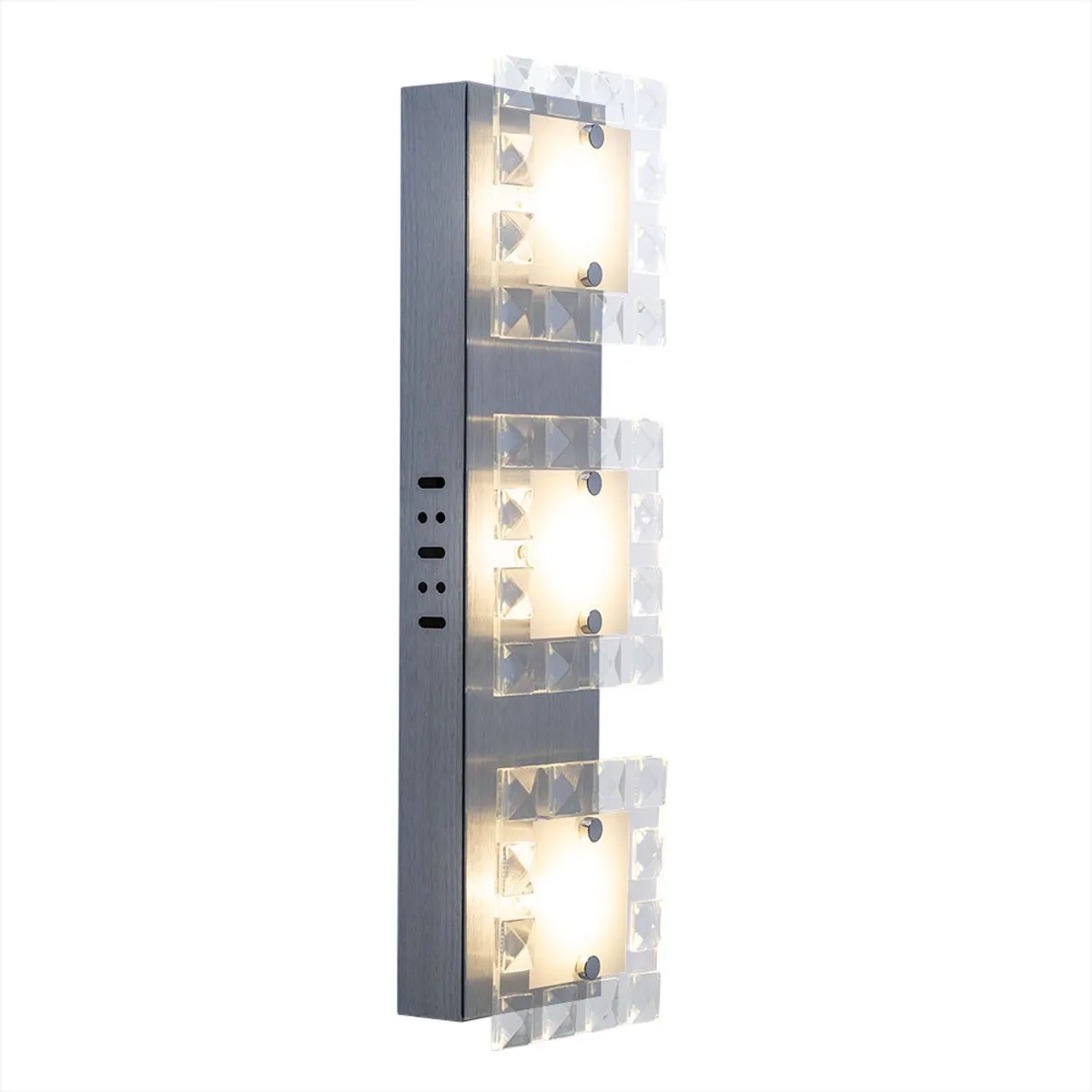 Wandlamp wandlamp design verlichting woonkamer glas kristallen aluminium gesatineerd, 3x LED 5 watt 500 lumen warm wit, L x B x H 42x12x6,5 cm van Globo in Zilver – productfoto