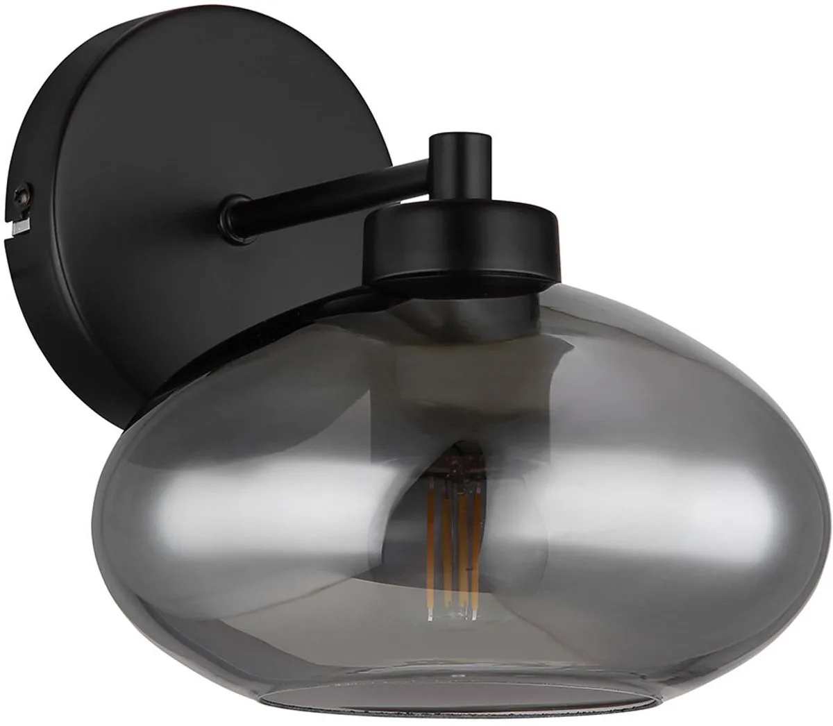 Wandlamp Wandlamp Hallamp Slaapkamerlamp Woonkamerlamp, metaal glas gerookt look, 1x E27 fitting, HxBxD 20x18x22cm de Globo en Noir – photo produit