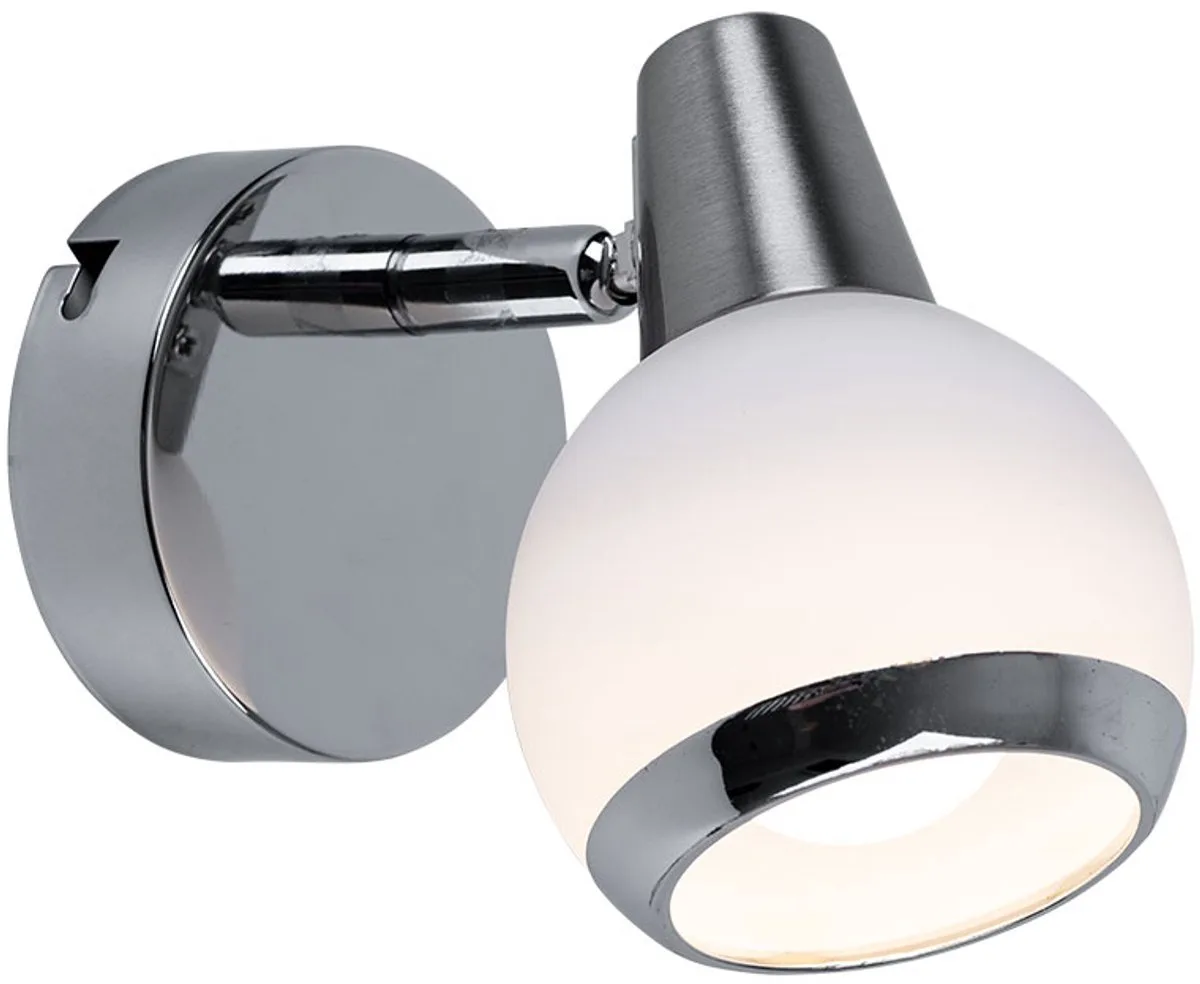 Wandlamp Wandlamp Slaapkamerlamp LED glas chroom Wandspot, opaal, 1x LED 3W 300Lm 3000K, BxH 8x11,5 cm von Globo in Silber – Produktfoto