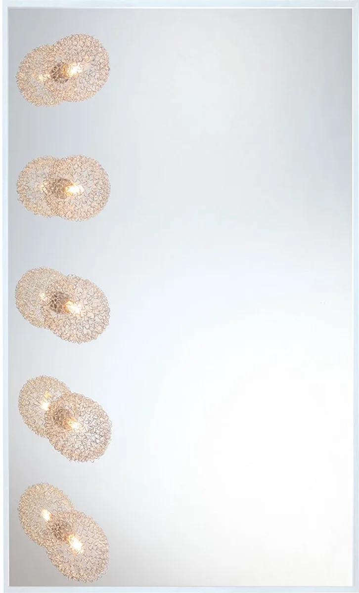 Wandlamp Wandlamp Spiegellamp Slaapkamerlamp Hal, 5 vlammen, helder metalen gaas, 5x G9 stopcontacten, HxBxD 90x60x13 cm von Globo in Silber – Produktfoto