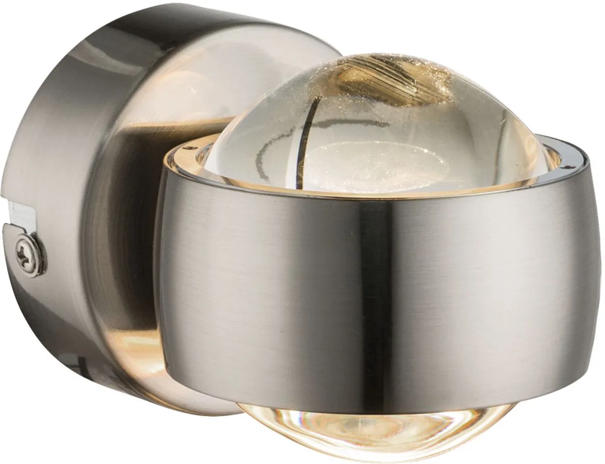 Wandlamp Wandlamp Spotlamp Ganglamp Slaapkamerlamp Armatuur, up en down verlichting 2 vlammen, mat nikkel glas, 2x LED 3W 320Lm warm wit, BxD 7,5x10cm de Globo en Argent – photo produit