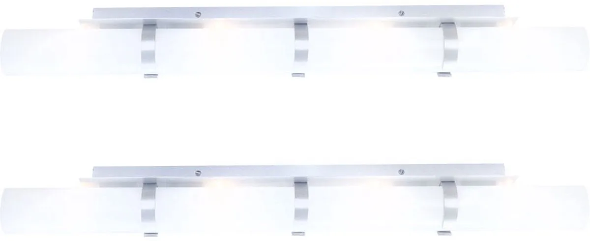 Wandlamp wandlamp woonkamerlamp ganglamp badkamerlamp, metaal chroom glas 4 vlammen E14, L 85 cm, set van 2 de Globo en Blanc – photo produit