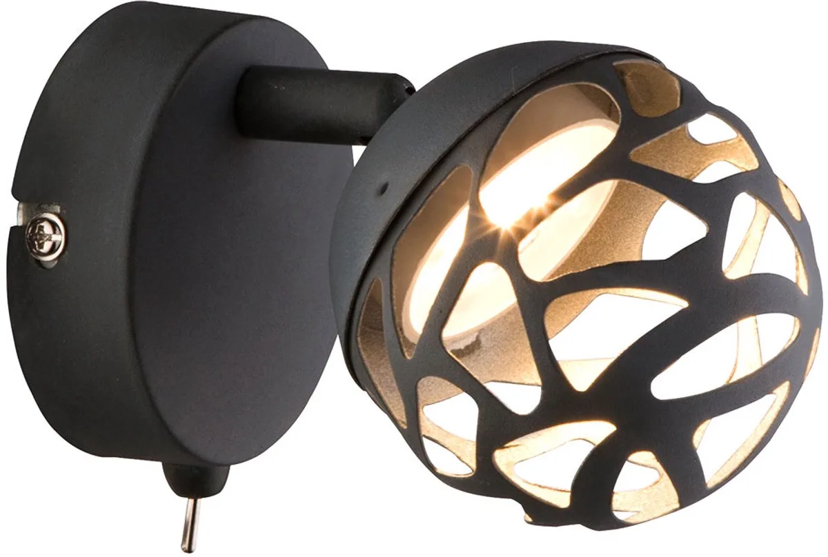 Wandlamp Wandspot LED leeslamp met beweegbare spot, metaalgrijs, 1x LED 4W 220 lm warm wit, HxBxA 12x8x14 cm de Globo en Gris – photo produit