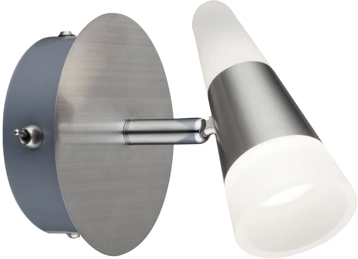 Wandlamp Wandspot Spot light Nachtlamp, beweegbare spot, metaal satijn nikkel, 1x LED 5W 300Lm warm wit, BxHxD 12x14x13 cm de Globo en Argent – photo produit
