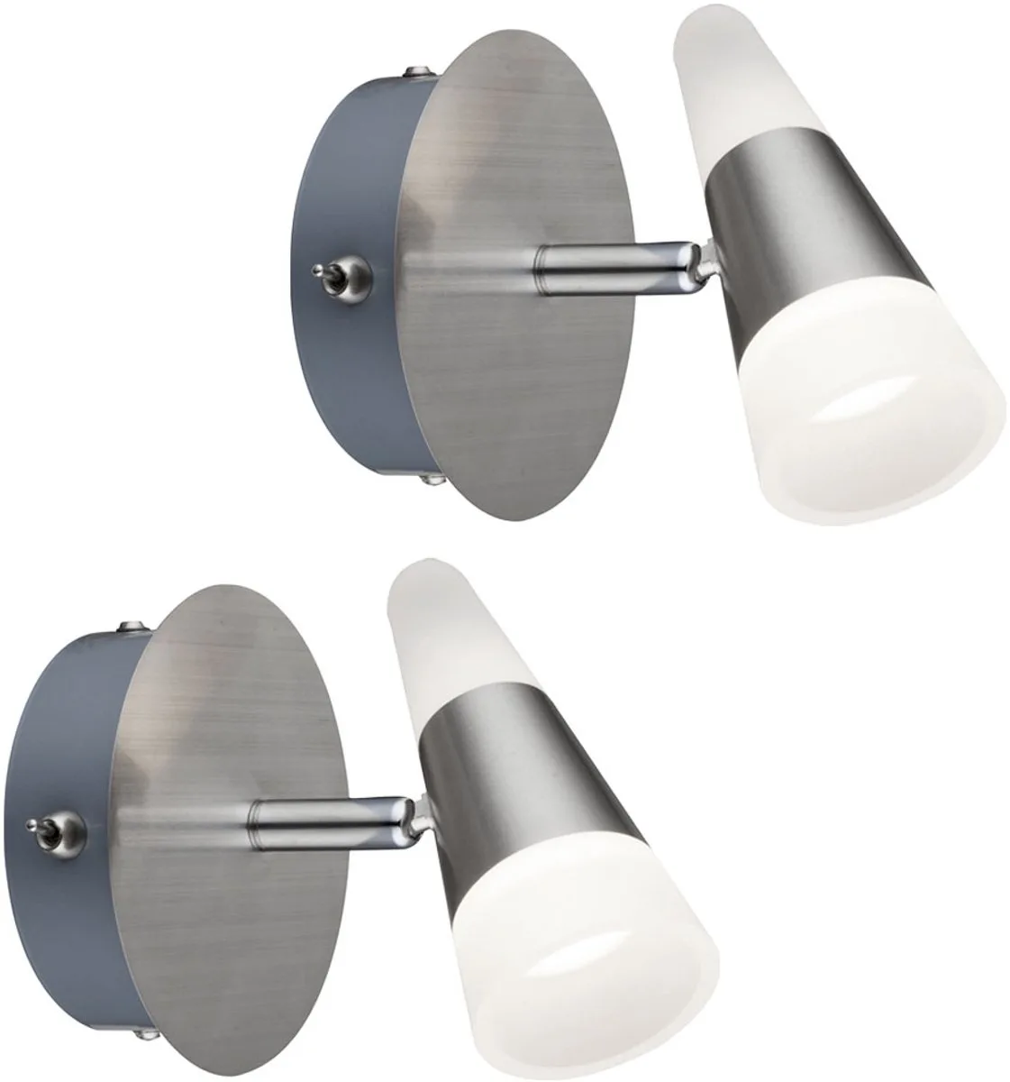 Wandlamp Wandspot Spot light Nachtlamp, beweegbare spot, metaal satijn nikkel, 1x LED 5W 300Lm warm wit, BxHxD 12x14x13 cm, set van 2 von Globo in Silber – Produktfoto