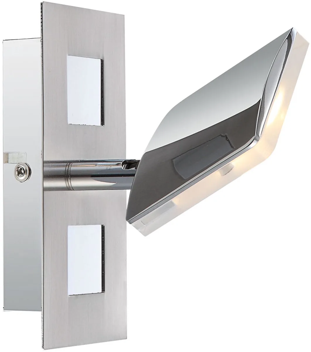 Wandlamp Wandspot Wandspot Ganglamp, beweegbare spot, gesatineerd nikkel, LED 6W 380Lm warm wit, LxB 15x7 cm fra Globo i Sølv – produktbillede