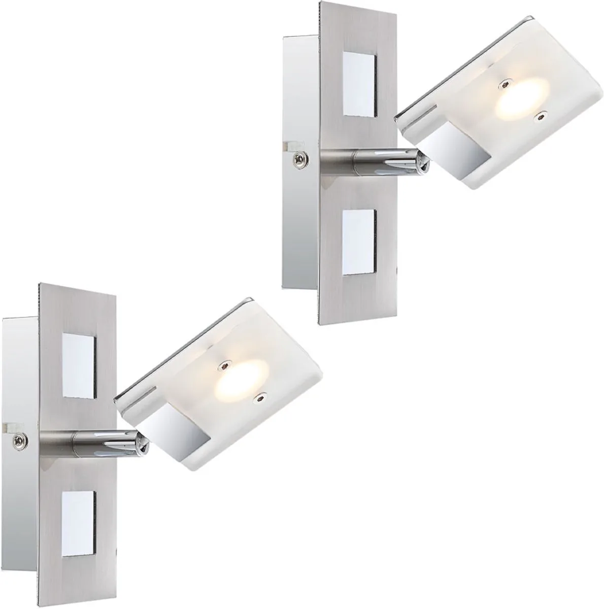Wandlamp Wandspot Wandspot Ganglamp, beweegbare spot, satijn nikkel, LED 6W 380Lm warm wit, LxB 15x7cm, set van 2 von Globo in Silber – Produktfoto