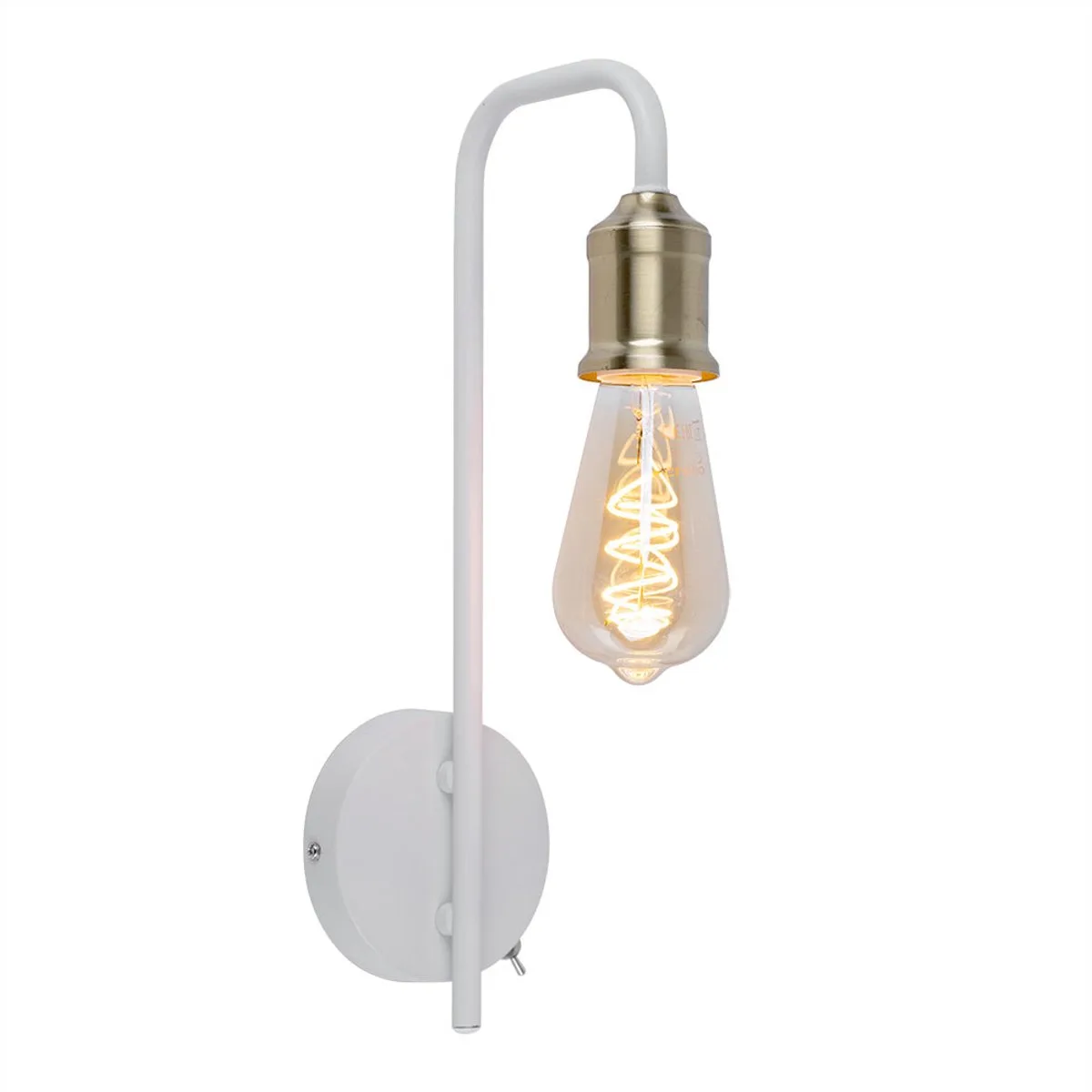 Wandlamp wit messing retro LED wandlamp leeslamp slaapkamerlamp, 7W 720lm warm wit, BxH 10,5 x36 cm de Globo en Blanc – photo produit