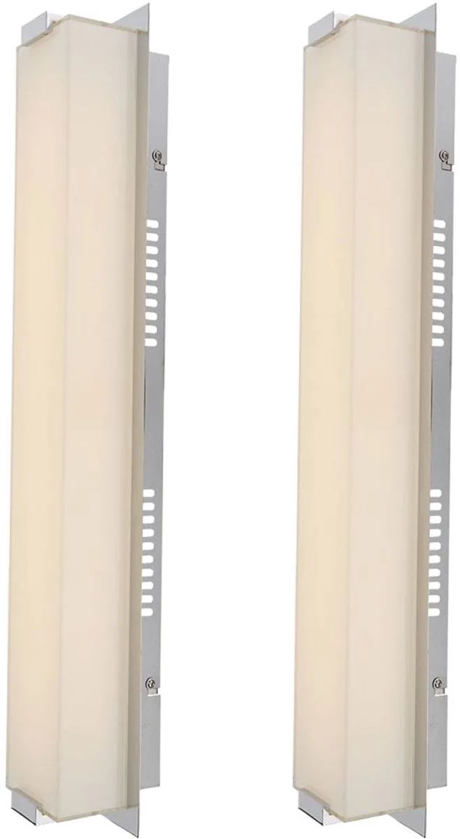 Wandlamp woonkamerlamp eetkamerlamp wandlamp slaapkamerlamp ganglamp, chroom gesatineerd glas, LED 15W 1160Lm 3200K warm wit, L 61 cm, set van 2 von Globo in Silber – Produktfoto