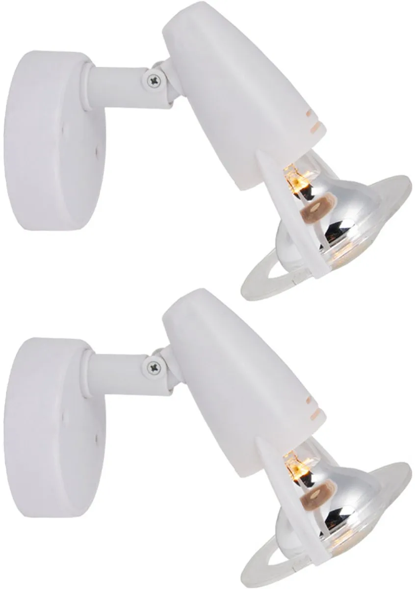 Wandlamp Woonkamerlamp Slaapkamerlamp Wandlamp Ganglamp, kunststof, 1x E14 beweegbare spot, H 12 cm, set van 2 de Globo en Blanc – photo produit